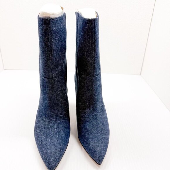 Lisa Vicky Denim Boots Size 7 Blue Arthaul-V Pointed Toe Mid Calf Heels Y2K NIB - Picture 3 of 13
